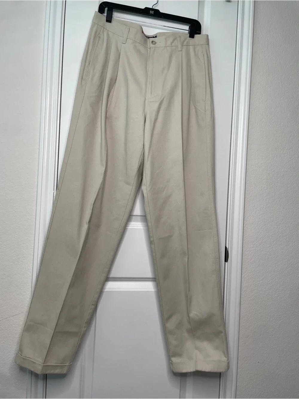 Chaps Ralph Lauren Mens 34x34 Pleated Chinos Beige Office Wear Business Casual